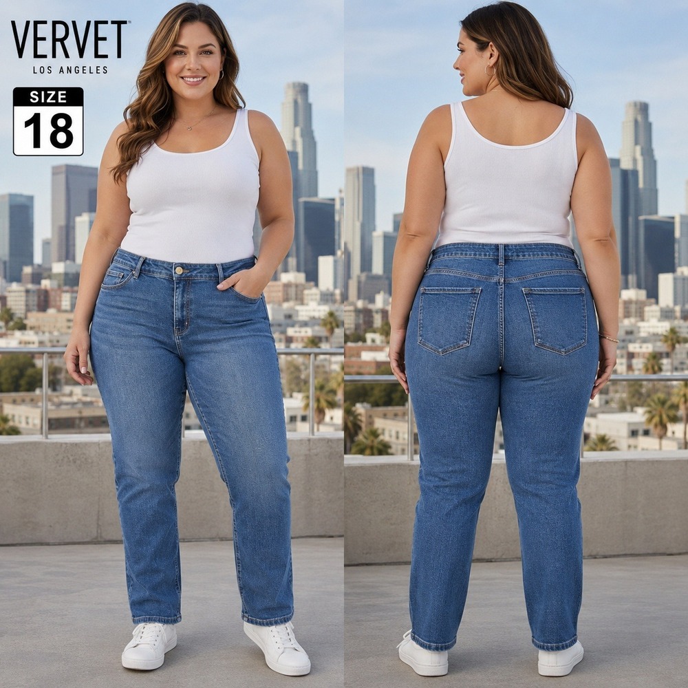 Vervet Los Angeles Medium Wash Slim‎ Straight Leg Jeans Size 18 VT1185-P